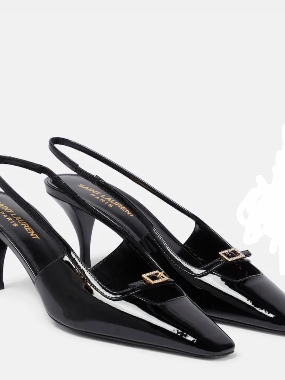 SAINT LAURENT
Blade 60 Patent Leather Slingback Pumps size 391/2